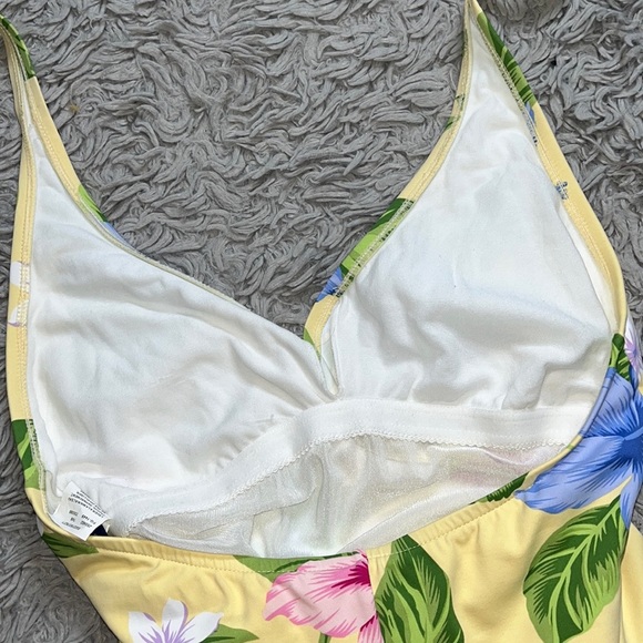 Vintage Jantzen Swimsuit Yellow Floral One Piece 12 - Picture 4 of 7